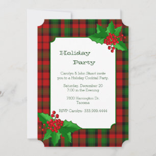 Kerr Clan Tartan Plaid Custom Christmas Party Invitation