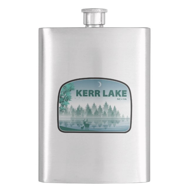 Kerr Lake Virginia North Carolina Deer Hip Flask (Front)