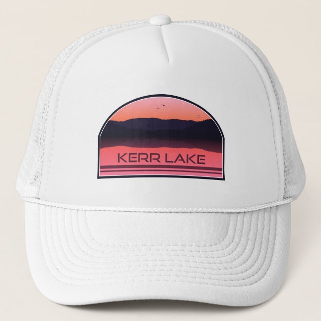 Kerr Lake Virginia North Carolina Red Sunrise Trucker Hat (Front)