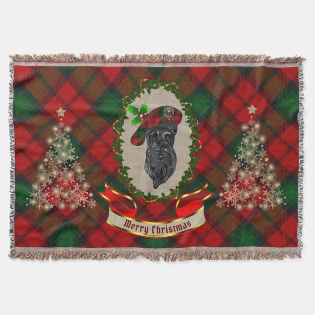 Kerr Scottie Dog Christmas Throw Blanket (Front)