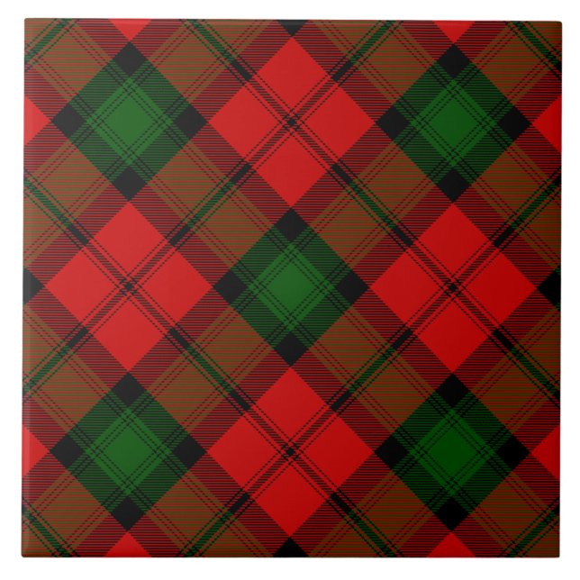 Kerr tartan red green plaid ceramic tile (Front)