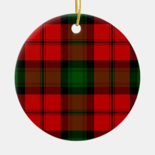 Kerr tartan red green plaid ceramic tree decoration