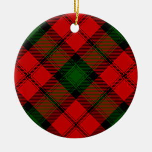 Kerr tartan red green plaid ceramic tree decoration