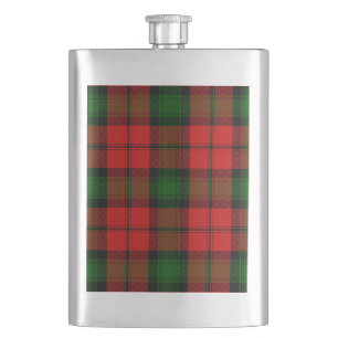 Kerr tartan red green plaid hip flask