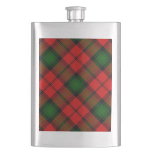 Kerr tartan red green plaid hip flask