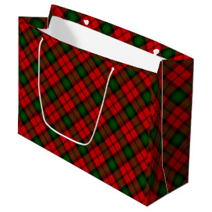 Kerr tartan red green plaid large gift bag