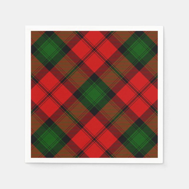 Kerr tartan red green plaid napkin (Front)