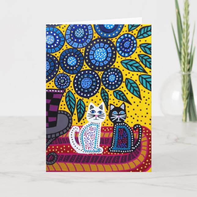 Kerri Ambrosino Art Card Cats Flowers Friends (Front)