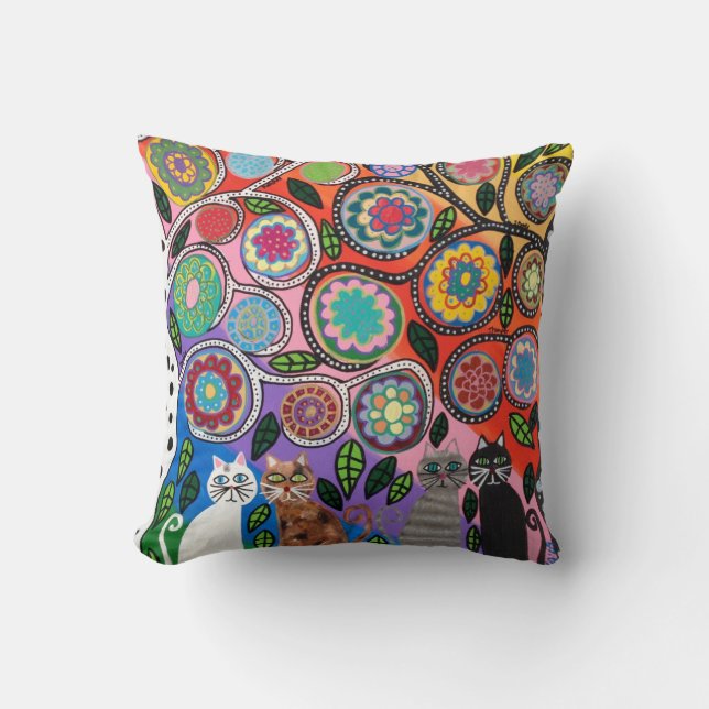 Kerri Ambrosino Pillow Art Tree of Life Cats (Front)