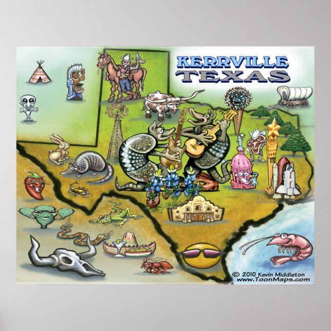 Kerrville TEXAS Map Poster (Front)