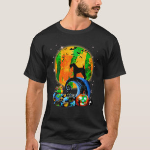 Kerry Blue Terrier And Yellow Moon Halloween Funny T-Shirt