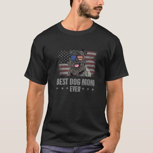Kerry Blue Terrier Best Dog Mom Ever Retro USA Ame T-Shirt (Front)