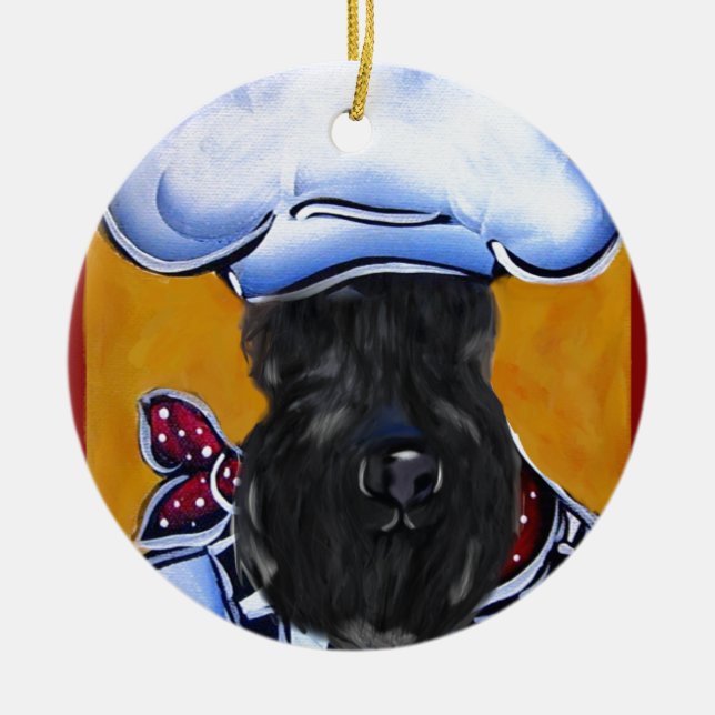 Kerry Blue Terrier Chef Ceramic Tree Decoration (Front)