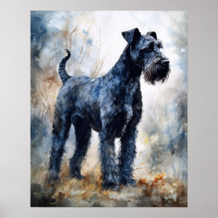 Kerry Blue Terrier Dog Art Print Poster