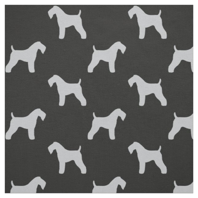 Kerry Blue Terrier Dog Breed Silhouettes Patterned Fabric (Swatch)