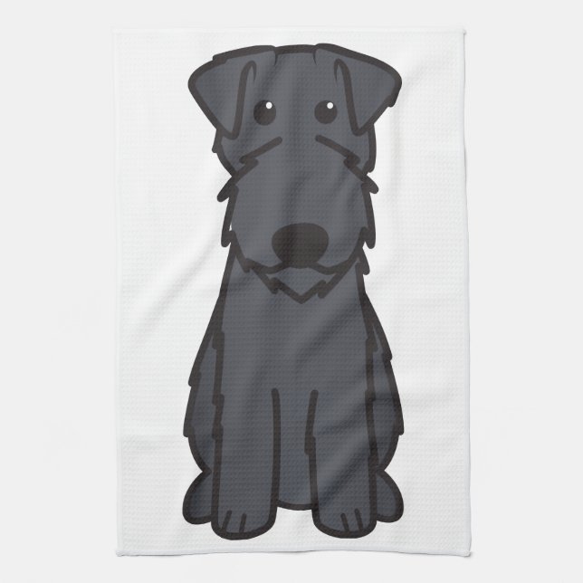 Kerry Blue Terrier Dog Cartoon Tea Towel (Vertical)