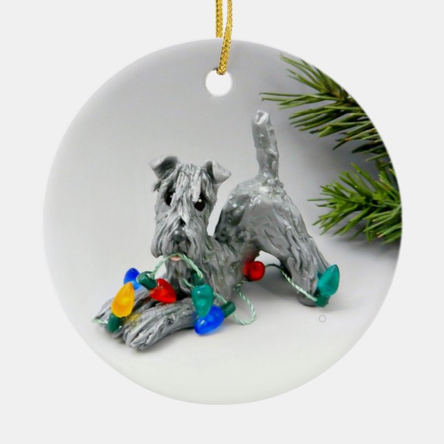 Kerry Blue Terrier Dog Ceramic Ornament (Front)