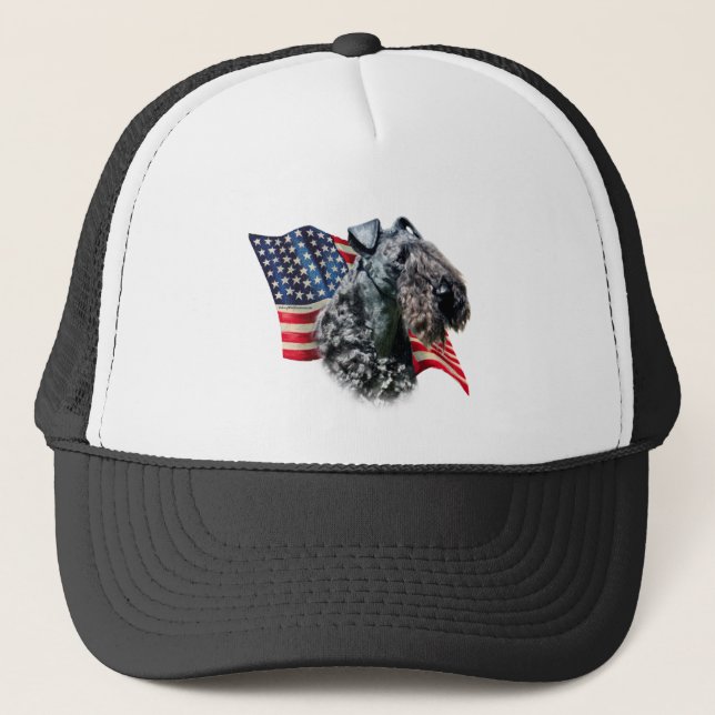 Kerry Blue Terrier Flag Trucker Hat (Front)