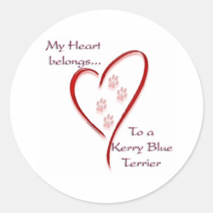 Kerry Blue Terrier Heart Belongs Classic Round Sticker