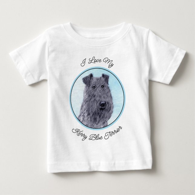 Kerry Blue Terrier Painting Cute Original Dog Art Baby T-Shirt (Front)