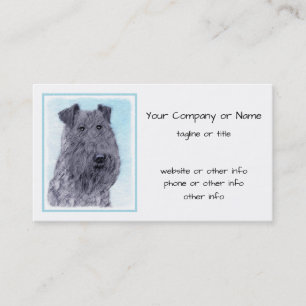 Kerry Blue Terrier Painting Cute Original Dog Art Business Card