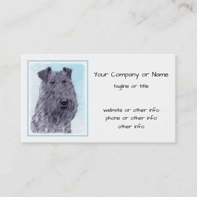 Kerry Blue Terrier Painting Cute Original Dog Art Business Card (Front)