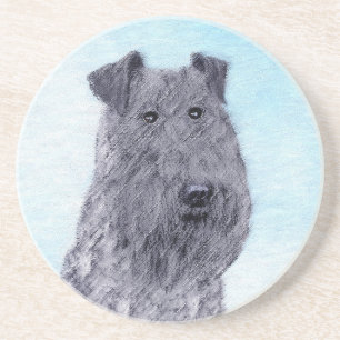 Kerry Blue Terrier Painting Cute Original Dog Art Coaster