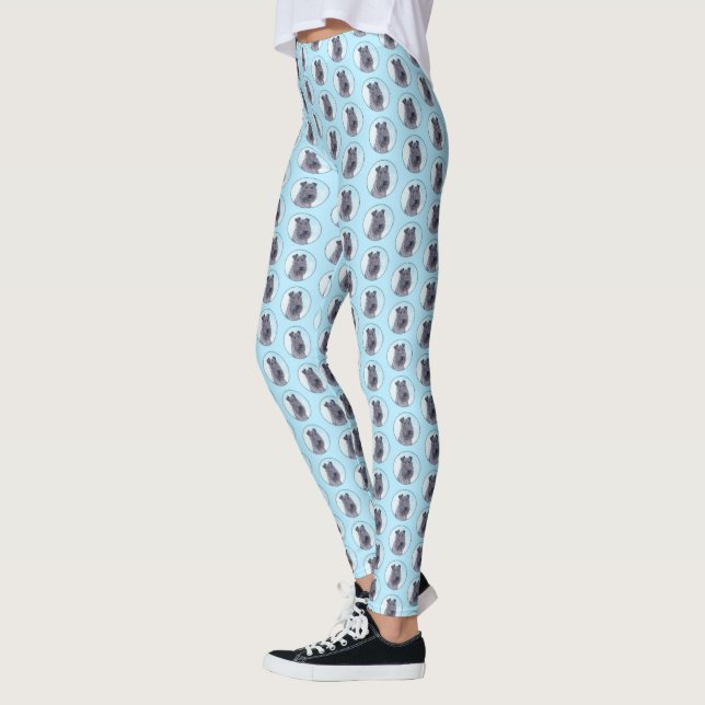 Kerry Blue Terrier Painting Cute Original Dog Art Leggings (Left)