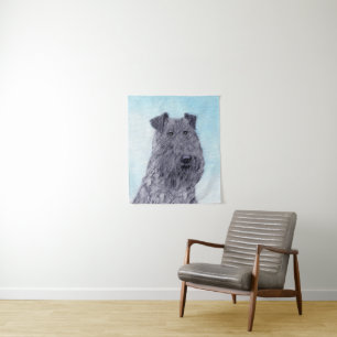 Kerry Blue Terrier Painting Cute Original Dog Art Tapestry