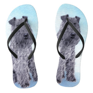 Kerry Blue Terrier Painting Cute Original Dog Art Thongs