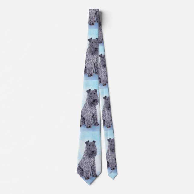 Kerry Blue Terrier Painting Cute Original Dog Art Tie (Front)