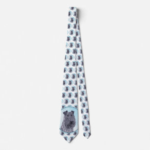 Kerry Blue Terrier Painting Cute Original Dog Art Tie