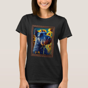Kerry Blue Terrier Painting Sunflower Flower Mum W T-Shirt