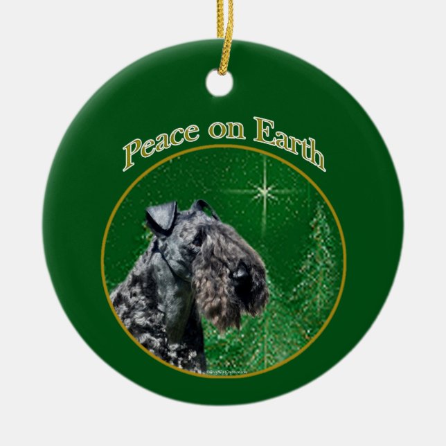 Kerry Blue Terrier Peace Ceramic Ornament (Front)