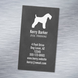 Kerry Blue Terrier Silhouette Chalkboard Style Magnetic Business Card