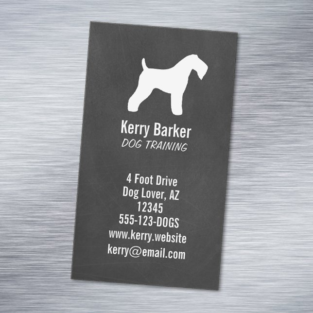 Kerry Blue Terrier Silhouette Chalkboard Style Magnetic Business Card (Creator Uploaded)