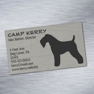 Kerry Blue Terrier Silhouette Wood Grain Style Magnetic Business Card