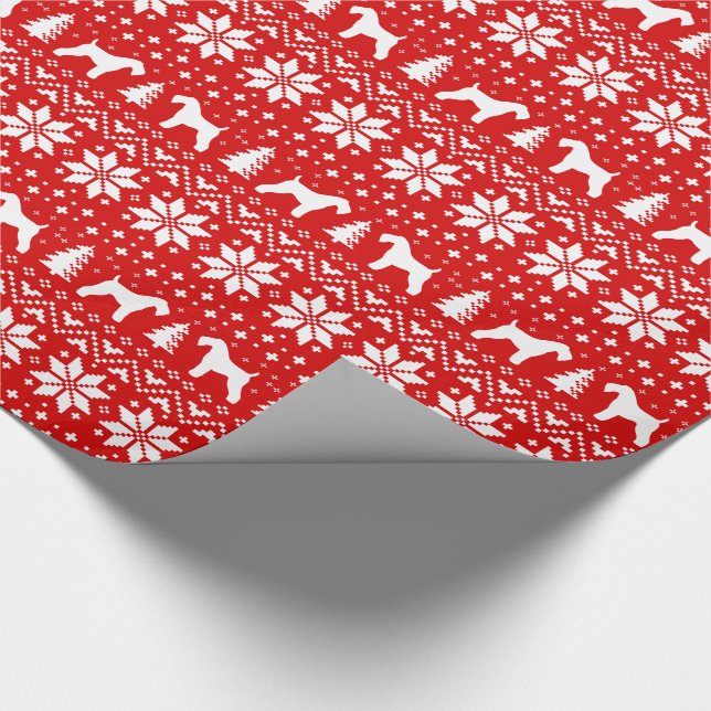 Kerry Blue Terrier Silhouettes Christmas Holiday Wrapping Paper (Corner)