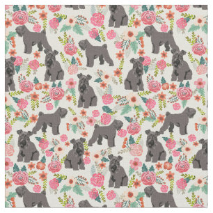 kerry blue terrier vintage florals cream fabric