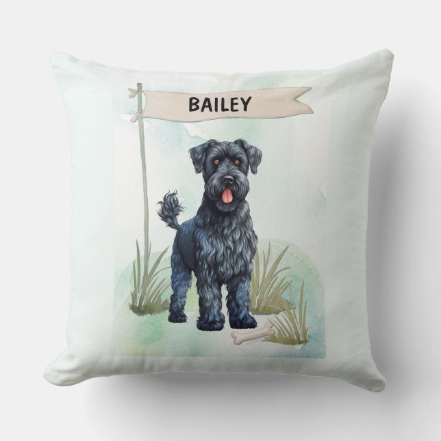 Kerry Blue Terrier Watercolor Personalised  Cushion (Front)