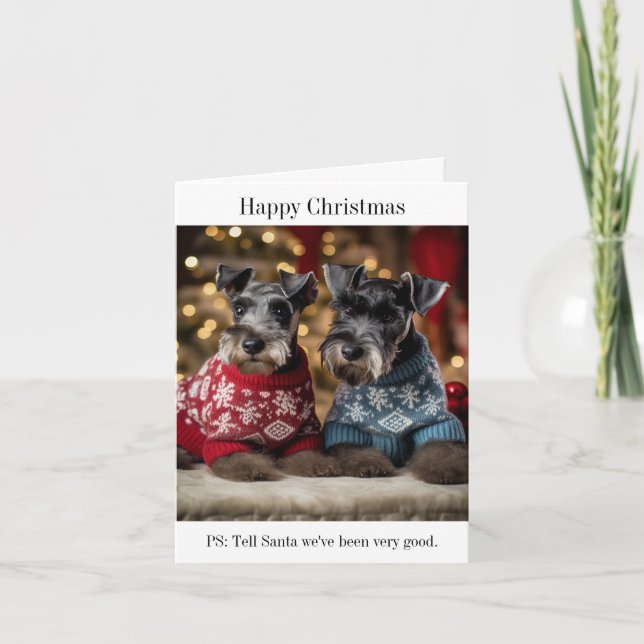 Kerry Blue Terriers in Christmas Jumpers Card (Front)