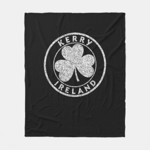 Kerry Ireland Shamrock Sign Distressed White Print Fleece Blanket