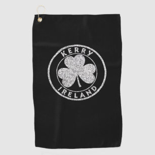 Kerry Ireland Shamrock Sign Distressed White Print Golf Towel