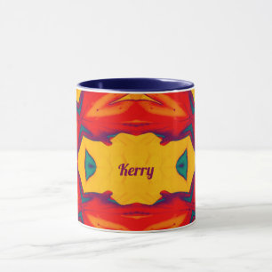 KERRY ~ Zany Pattern ~ Red Blue Yellow and Orange  Mug