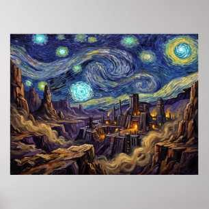 Kessel Starry Night Sci-Fi Landscape Poster