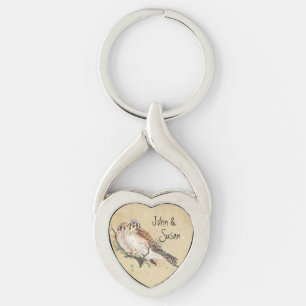 Kestrel Falcon Couple Custom Name Romantic Keychai Key Ring