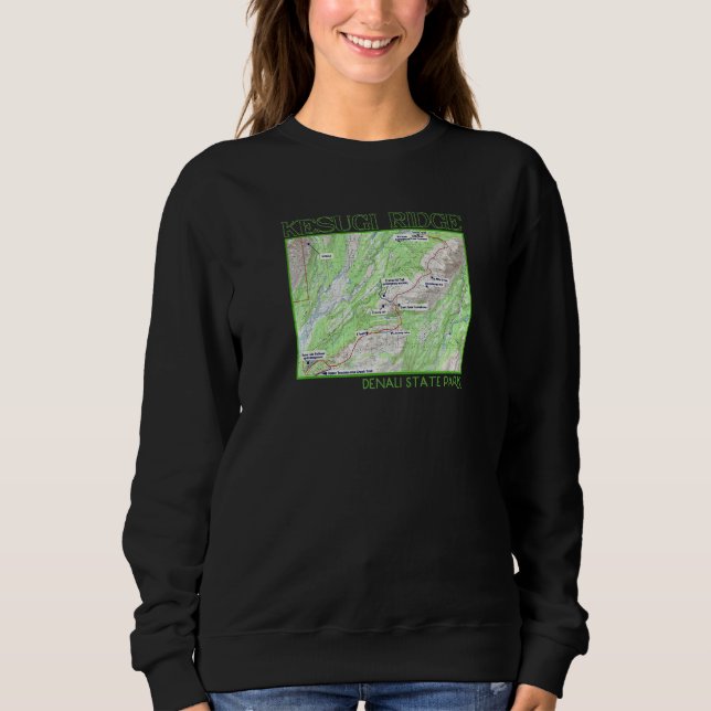 Kesugi Ridge Hiking Map Denali State Park Alaska S Sweatshirt (Front)