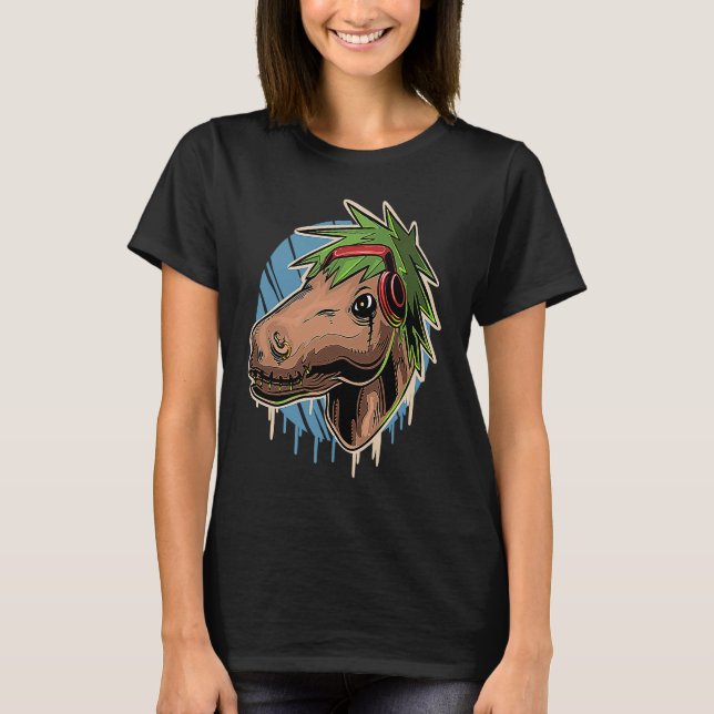 Keta Horse Techno Dj Ketamine Headphones T-Shirt (Front)