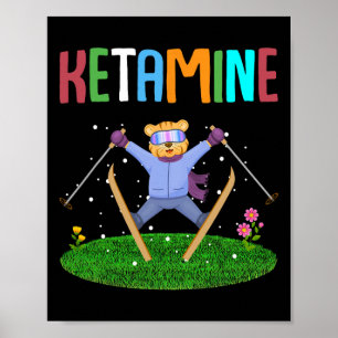 Ketamine Skiing Jumping Bear Poster