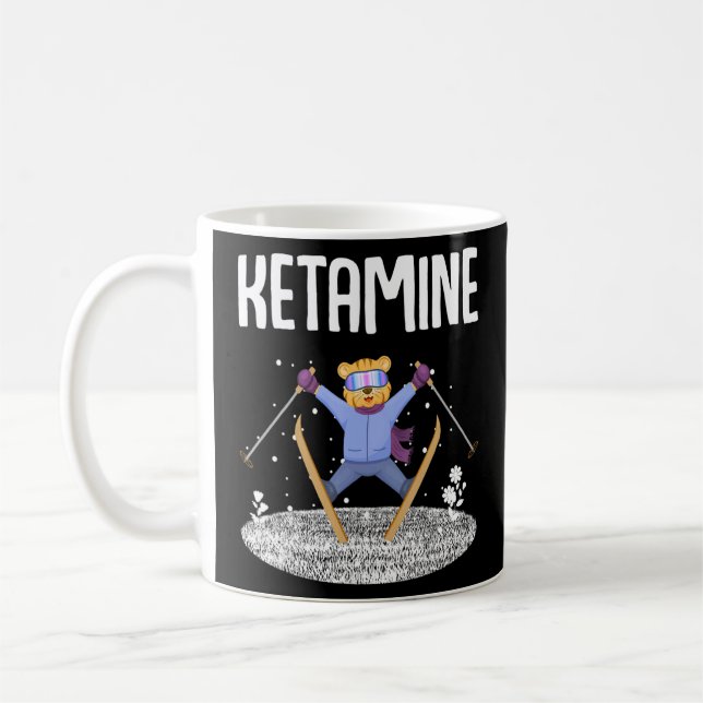 Ketamine Skiing Jumping Bear White  Coffee Mug (Left)